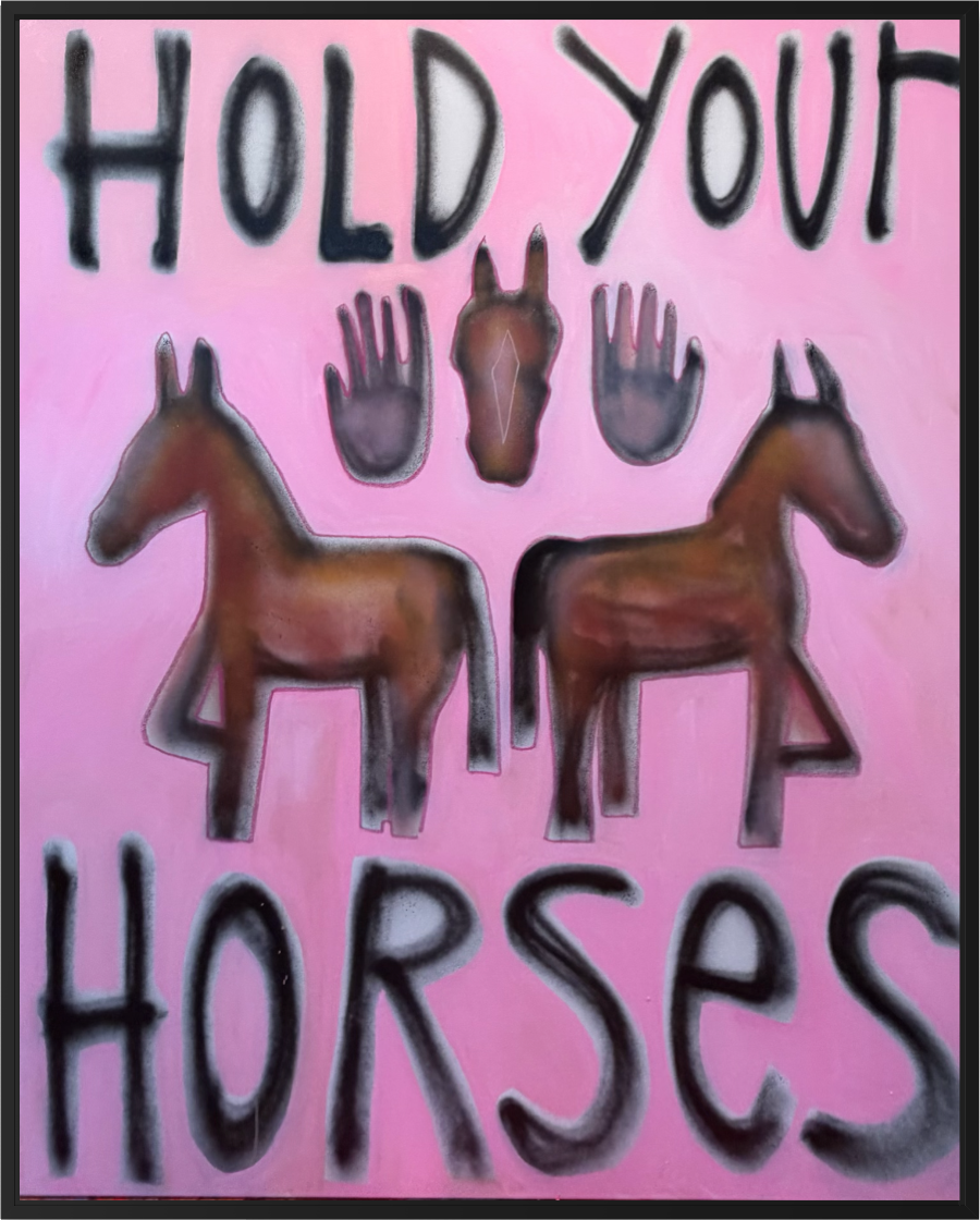 Hold 'em high, hold 'em close, hold those horses you love the most.