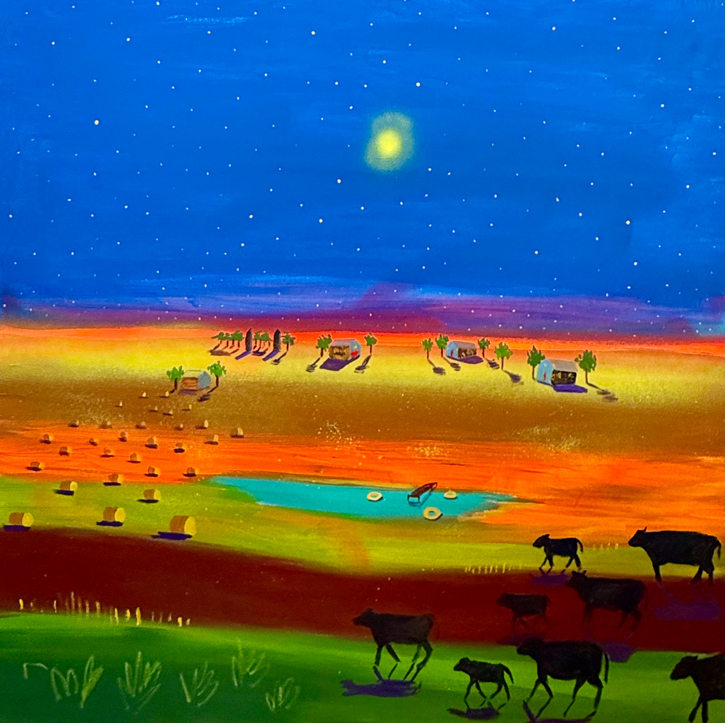 What a sweet life we lead. Big skies, pond dives, cow moos, great views.