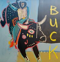 western wall art featuring a stylized black bull with the word 'BUCK' in bold letters.