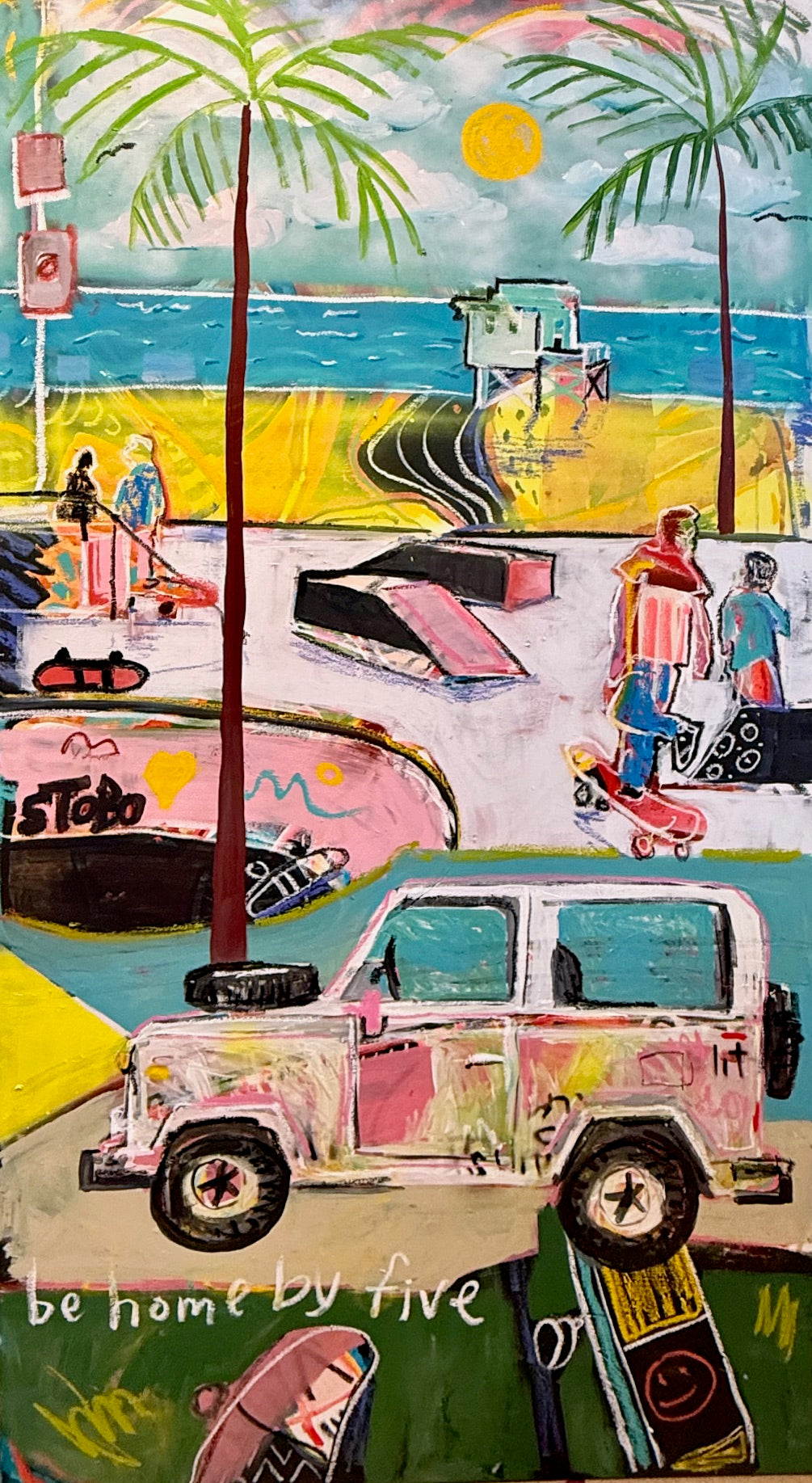 handmade painting showing warmth, love, and home life.
