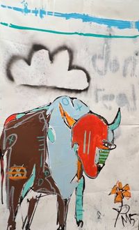 Bull Painting by Mandy Stoboart capturing childhood innocence, curiosity, and freedom.