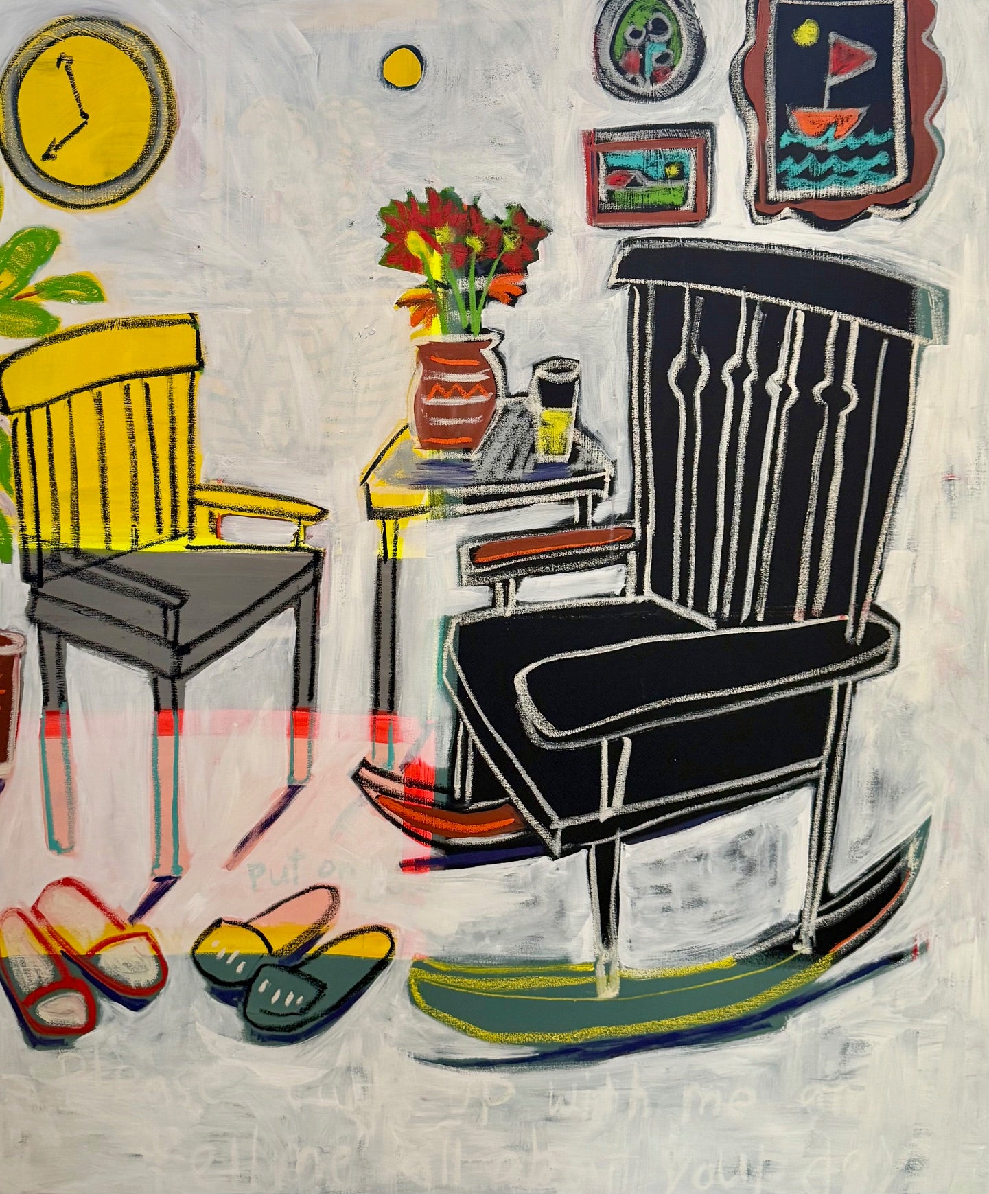 Cozy connection painting by Mandy Canada showing two people sharing stories until they fall asleep — handmade Canadian wall art about love, trust, and intimacy.