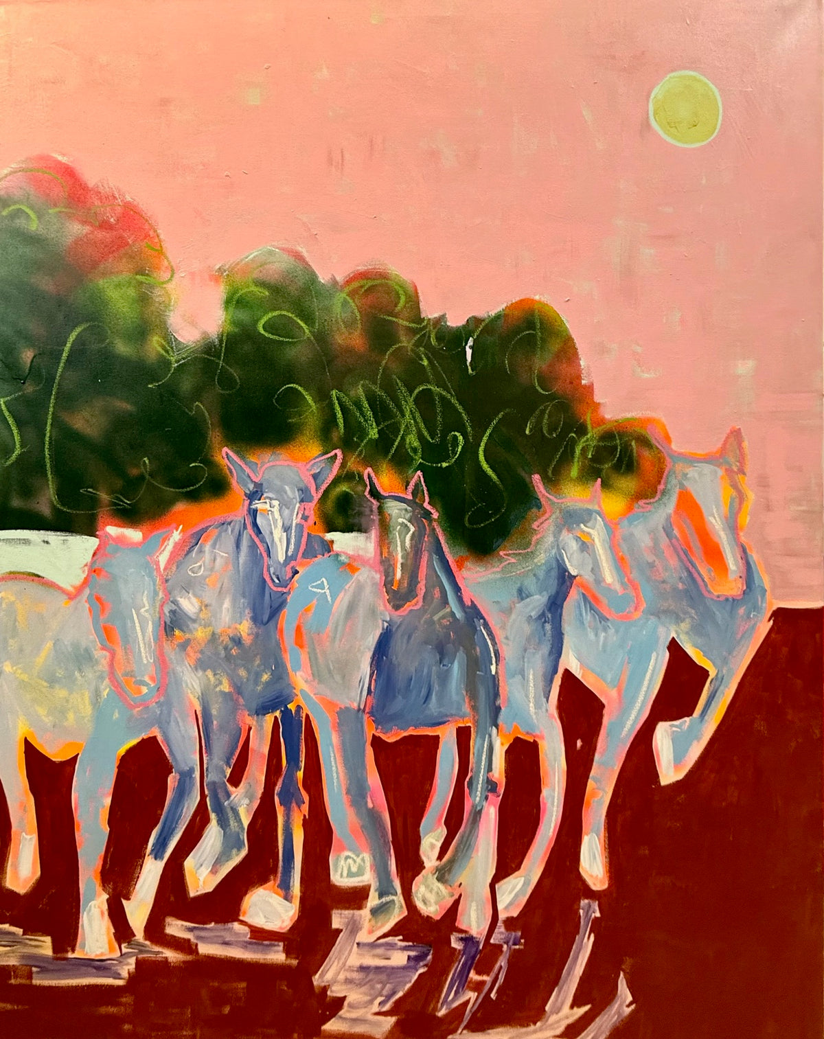 family painting on canvas by Mandy Canada showing laughter, chaos, and joy .
