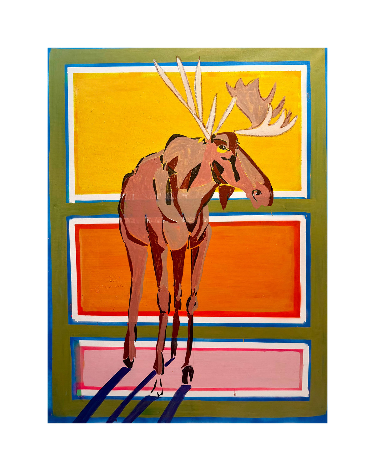animal art print of a moose with geometric shapes.