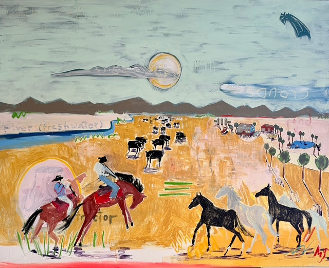 Handmade rustic farm painting by Mandy Canada showing love, simplicity, and renewal — a modern Canadian wall art piece inspired by country living and heartfelt connection.
