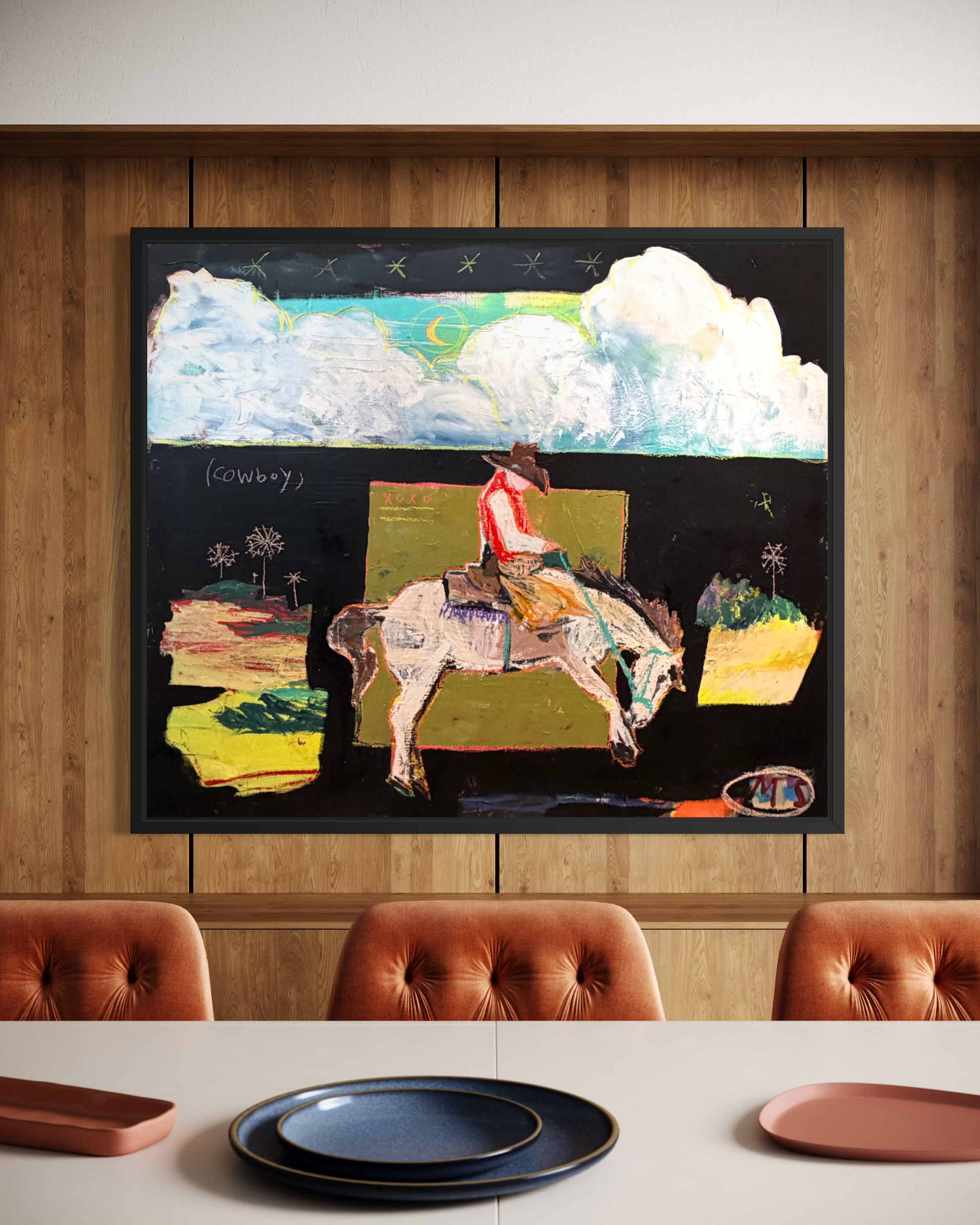 Abstract Cowboy and the land that made anything he wished happen.