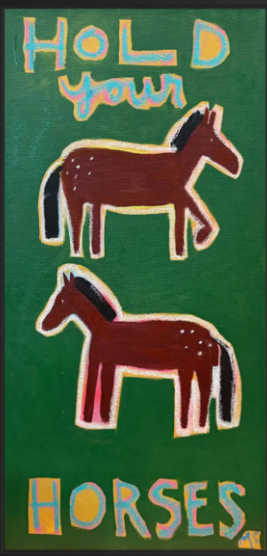 Horse painting featuring two hand-drawn horses.