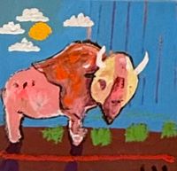 Bison canvas wall art by Mandy Stoboart featuring Barry the Bison — symbolizing kindness, strength, and calm Canadian spirit.