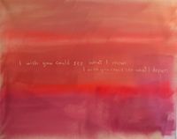 spray paint abstract art with layered red and burgundy tones on canvas.