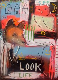 modern animal wall art with expressive animal forms, bold marks and layered details on canvas.