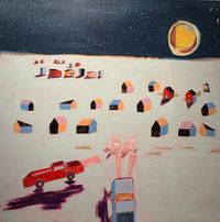 romantic wall art for master bedroom by Mandy Stoboart showing a couple under the stars with wine.